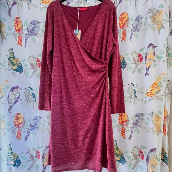 Prana Nadia Dress Space-Dyed Faux Wrap Lined Nocturnal Red XL NWT - Picture 4 of 10
